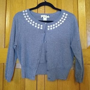Smudge embellished gray cropped cardigan